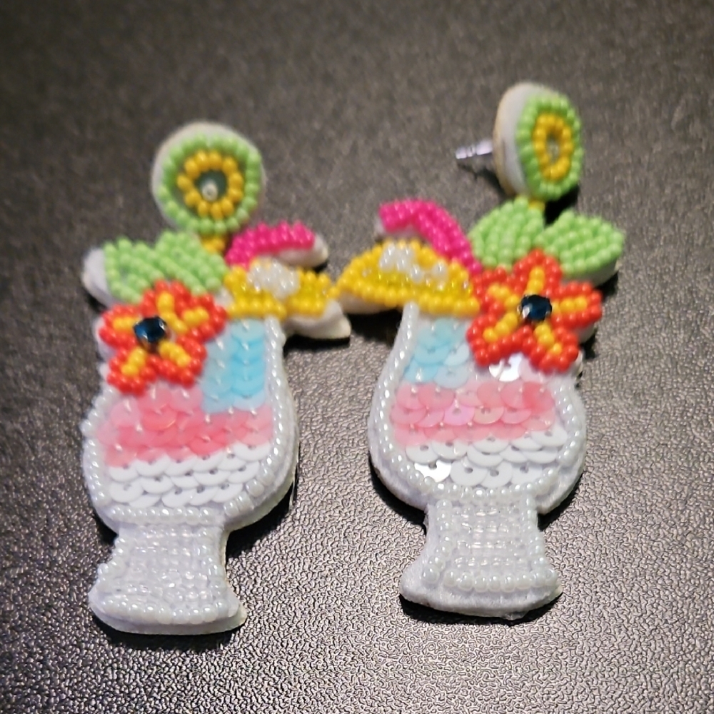 Colorful Beaded Cocktail Earrings
